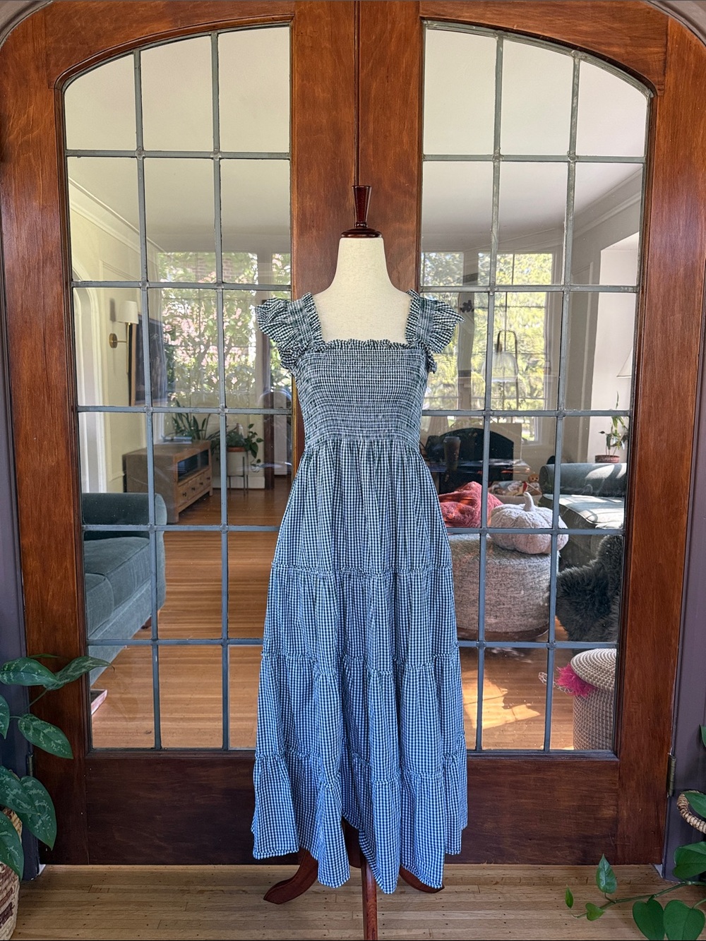 Hill House Ellie Nap Smocked Maxi Dress - Green Gingham